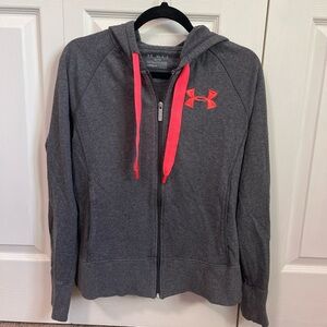 Gray and Hot Pink zip up Under Armour hoodie